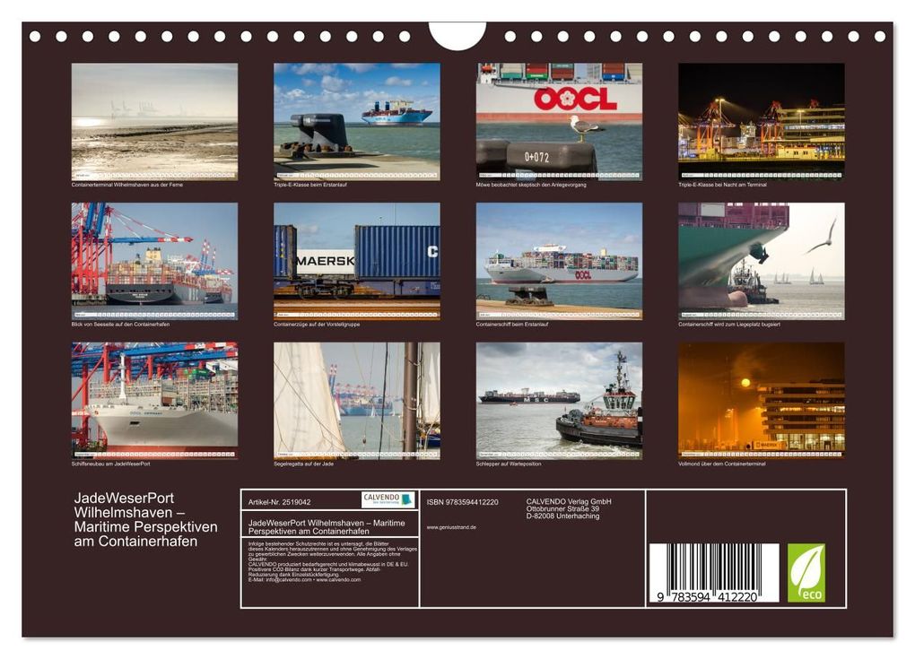 Weitere Ansicht: JadeWeserPort Wilhelmshaven - Maritime Perspektiven am Containerhafen (Wandkalender 2027 DIN A4 quer), CALVENDO Monatskalender | www.geniusstrand.de, Calvendo