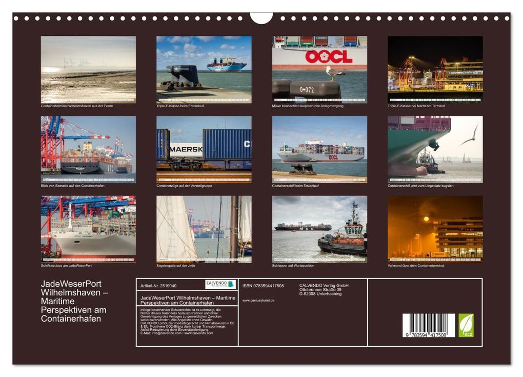 Weitere Ansicht: JadeWeserPort Wilhelmshaven - Maritime Perspektiven am Containerhafen (Wandkalender 2027 DIN A3 quer), CALVENDO Monatskalender | www.geniusstrand.de, Calvendo