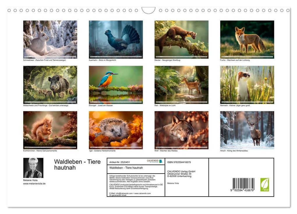 Weitere Ansicht: Waldleben - Tiere hautnah (Wandkalender 2027 DIN A3 quer), CALVENDO Monatskalender | Melanie Viola, Calvendo