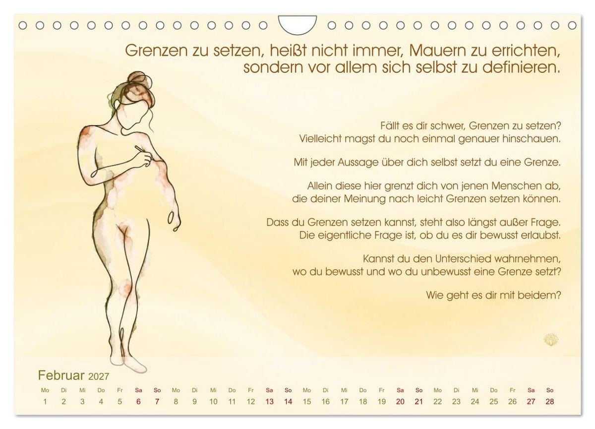 Weitere Ansicht: Selbstliebe ist ein Weg des Friedens (Wandkalender 2027 DIN A4 quer), CALVENDO Monatskalender | Tanja Richter, Calvendo