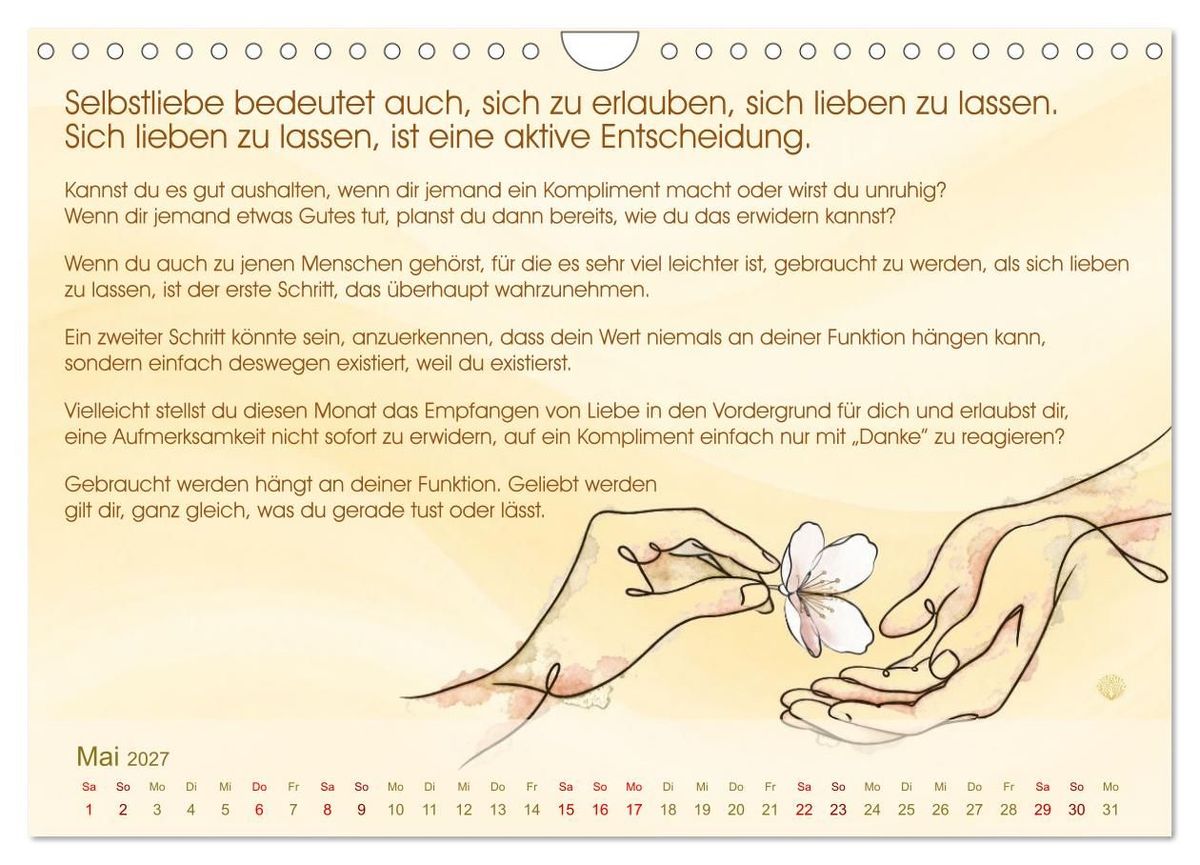 Weitere Ansicht: Selbstliebe ist ein Weg des Friedens (Wandkalender 2027 DIN A4 quer), CALVENDO Monatskalender | Tanja Richter, Calvendo
