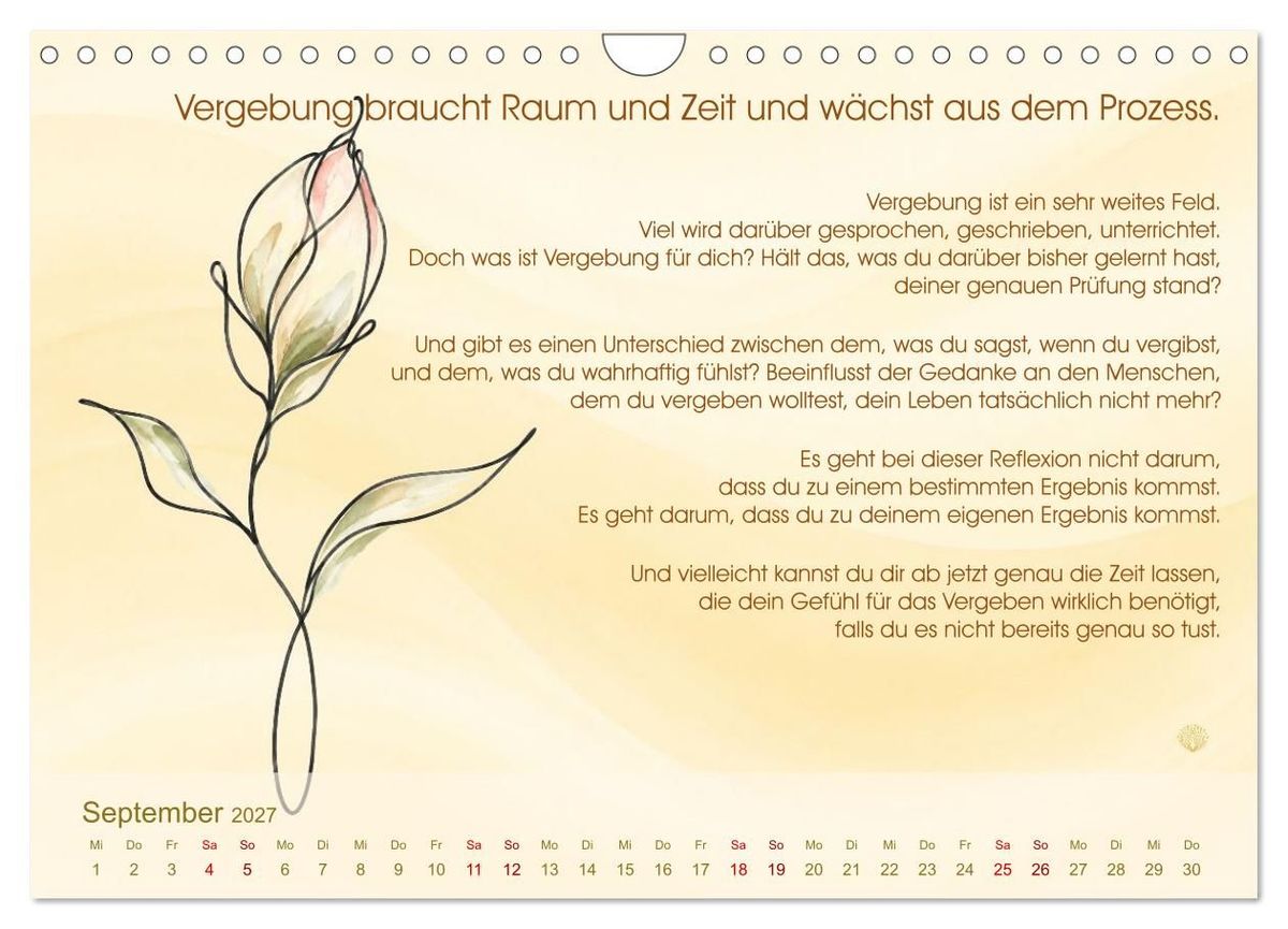 Weitere Ansicht: Selbstliebe ist ein Weg des Friedens (Wandkalender 2027 DIN A4 quer), CALVENDO Monatskalender | Tanja Richter, Calvendo