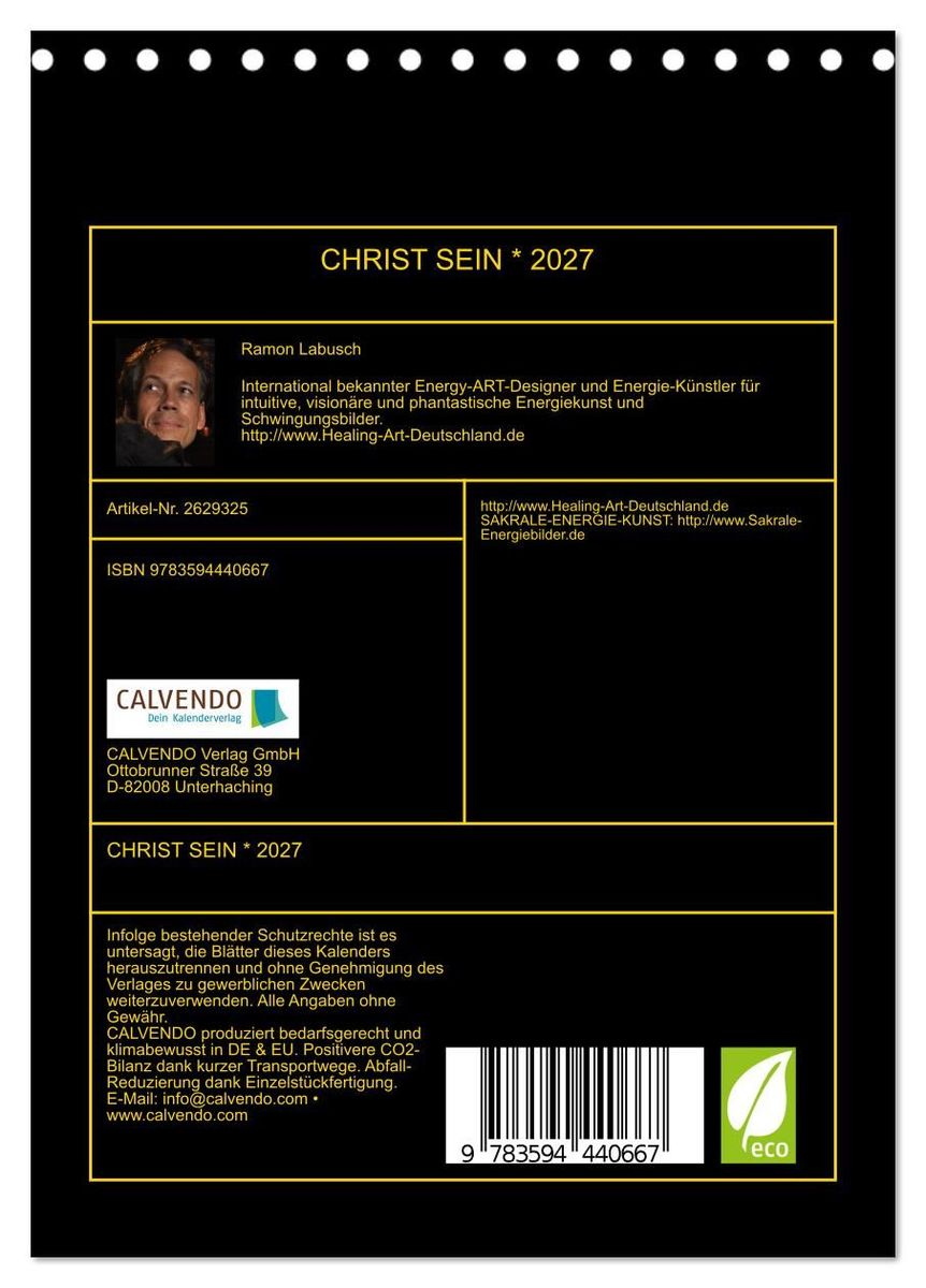 Weitere Ansicht: CHRIST SEIN * 2027 (Tischkalender 2027 DIN A5 hoch), CALVENDO Monatskalender | Ramon Labusch, Calvendo
