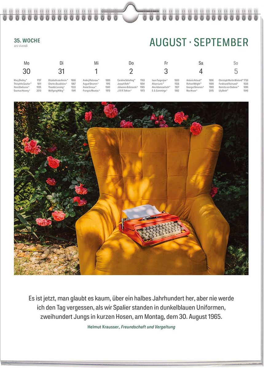 Weitere Ansicht: ars vivendi Literatur Kalender 2028 | Vivendi Ars