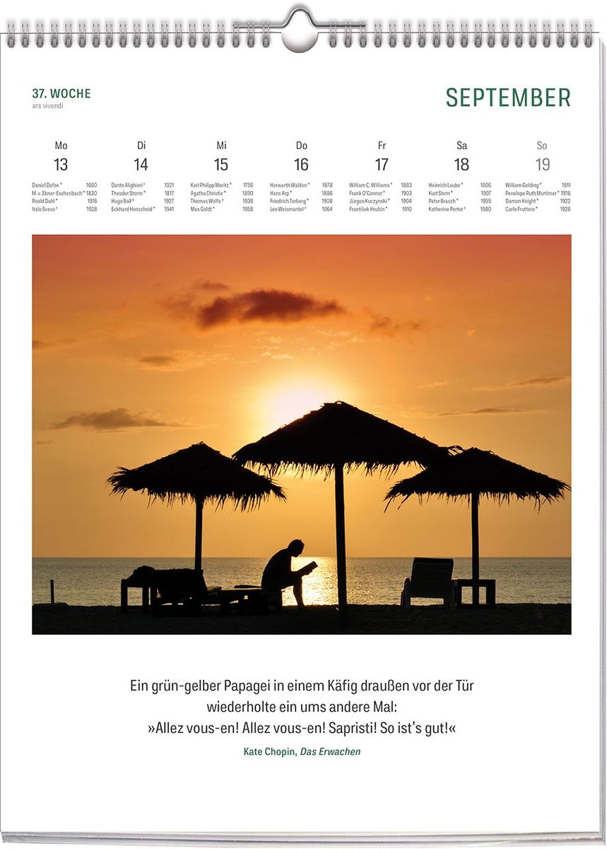 Weitere Ansicht: ars vivendi Literatur Kalender 2028 | Vivendi Ars