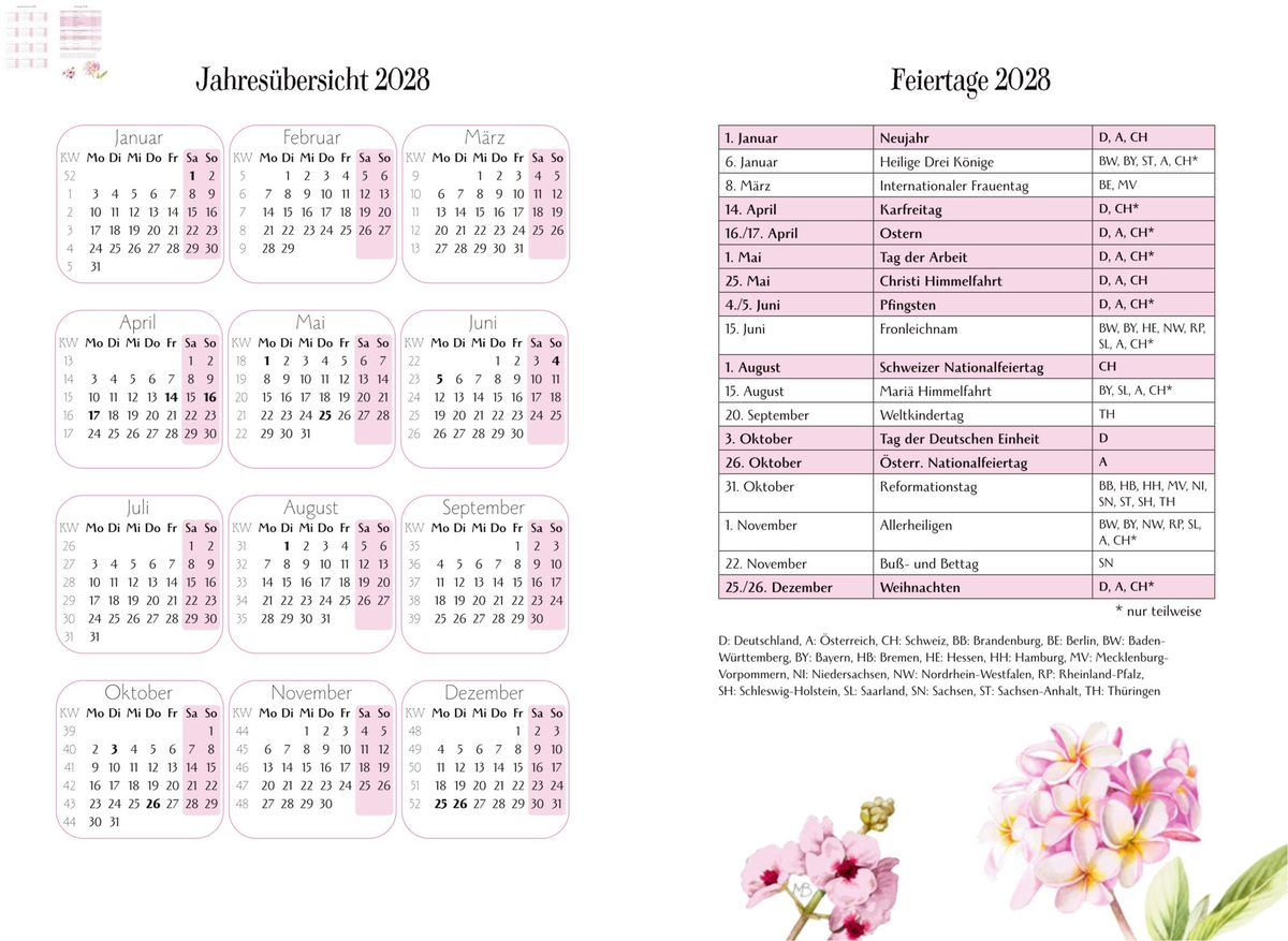 Weitere Ansicht: GlücksKalender 2028 - rosa