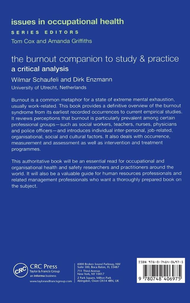 Weitere Ansicht: The Burnout Companion To Study And Practice | Wilmar Schaufeli, D. Enzmann