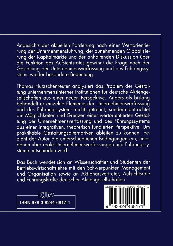 Weitere Ansicht: Unternehmensverfassung und Führungssystem | Thomas Hutzschenreuter