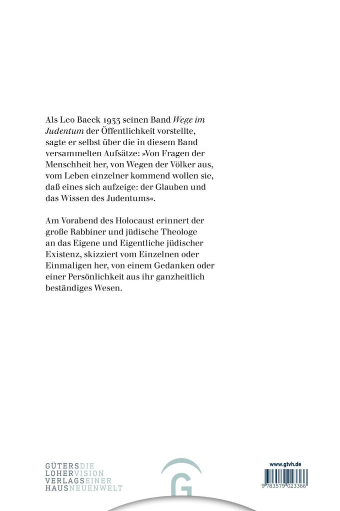 Weitere Ansicht: Wege im Judentum | Leo Baeck