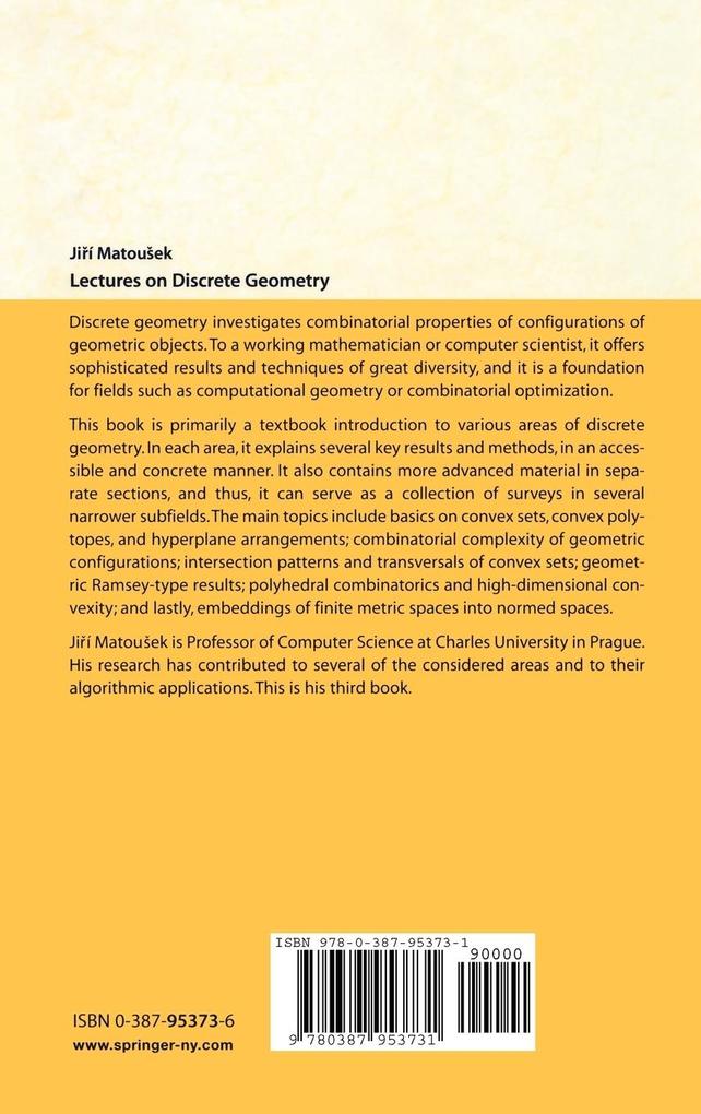 Weitere Ansicht: Lectures on Discrete Geometry | Ji& Matousek