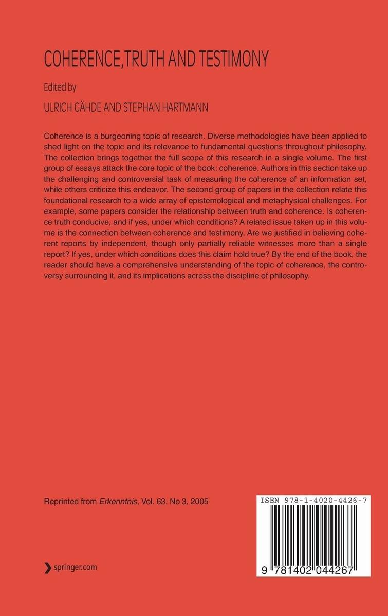 Weitere Ansicht: Coherence, Truth and Testimony