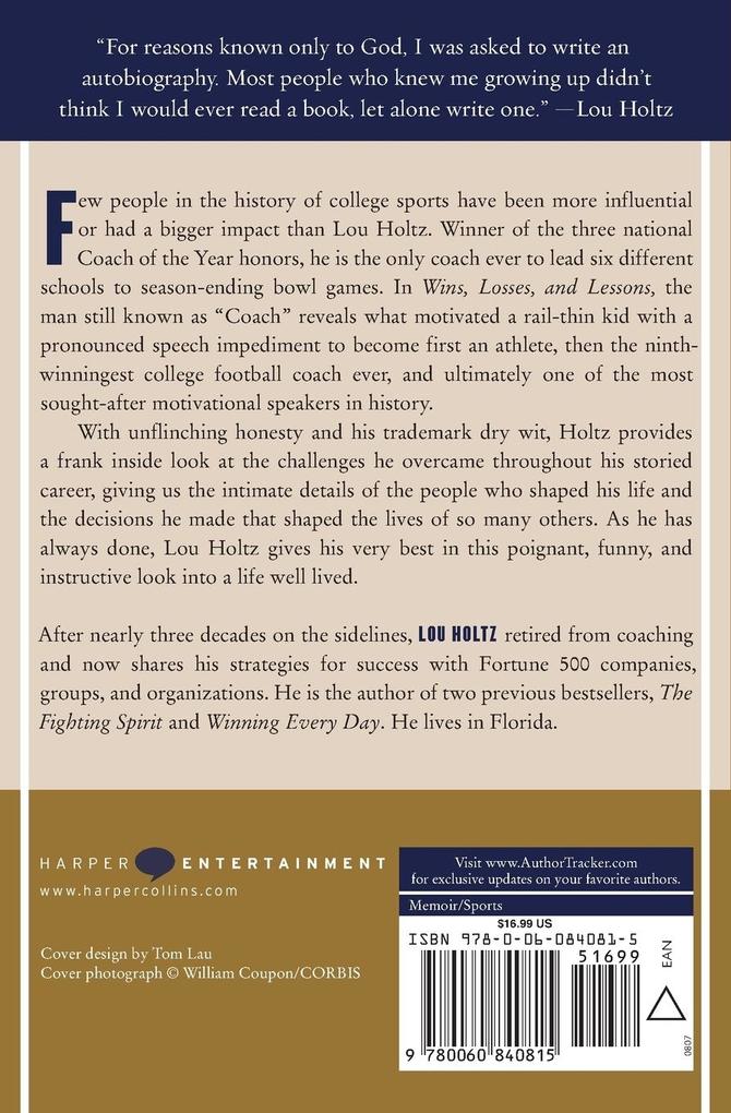 Weitere Ansicht: Wins, Losses, and Lessons | Lou Holtz