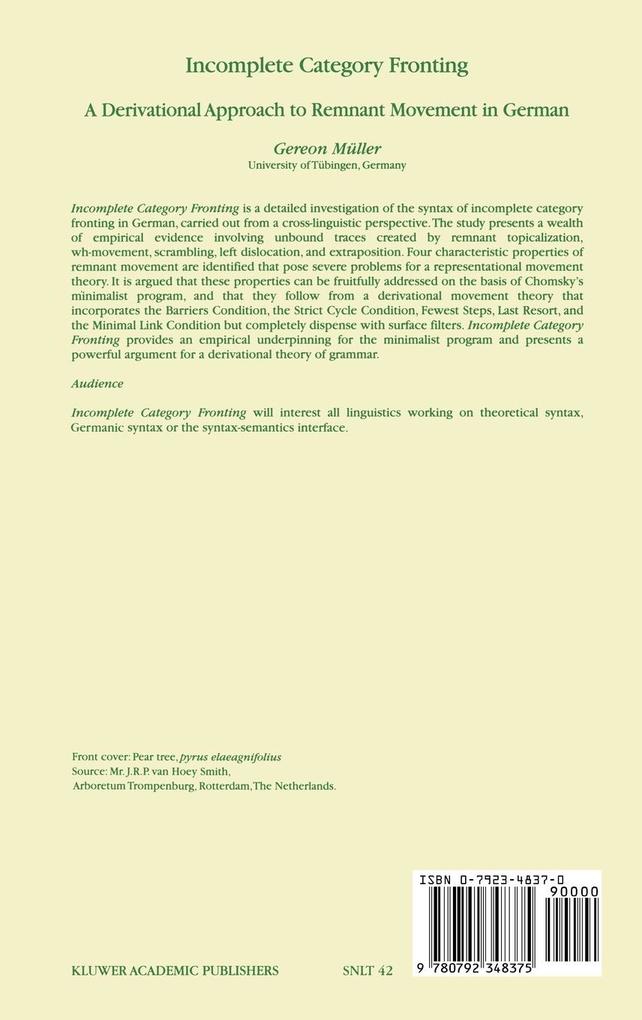 Weitere Ansicht: Incomplete Category Fronting | Gereon Müller