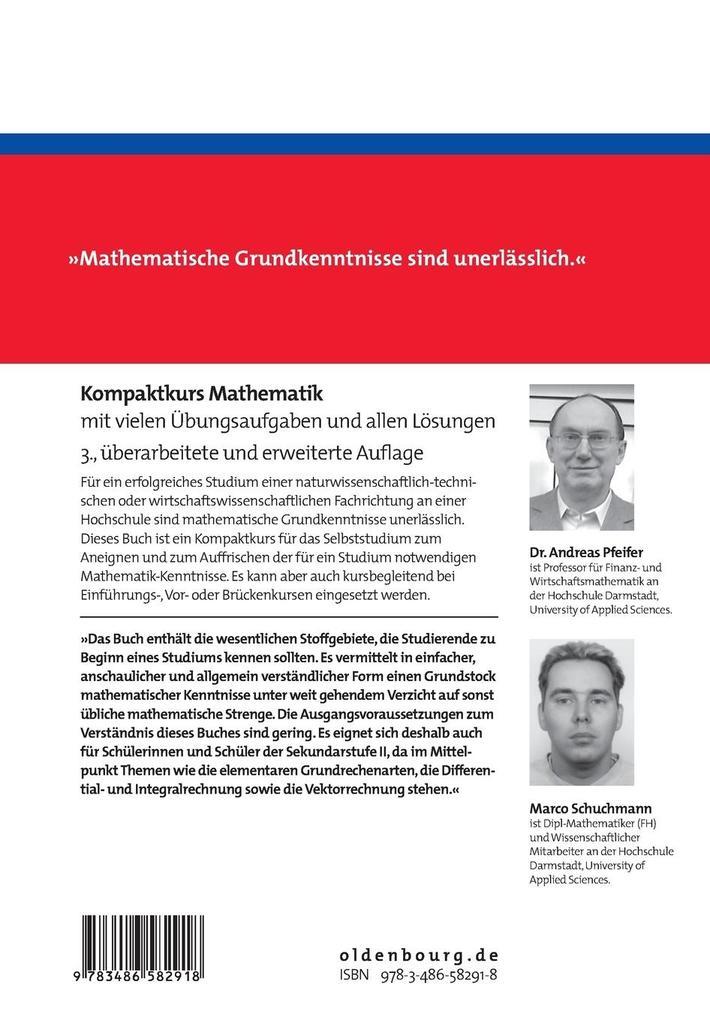 Weitere Ansicht: Kompaktkurs Mathematik | Andreas Pfeifer, Marco Schuchmann