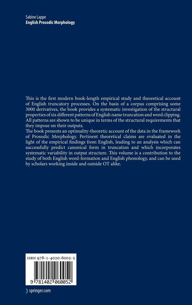 Weitere Ansicht: English Prosodic Morphology | Sabine Lappe