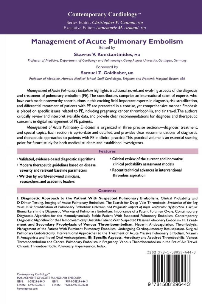 Weitere Ansicht: Management of Acute Pulmonary Embolism | S.Z. Goldhaber