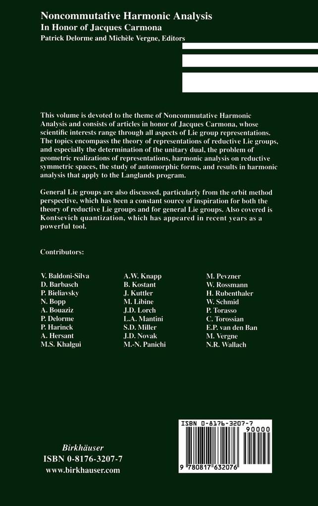 Weitere Ansicht: Noncommutative Harmonic Analysis