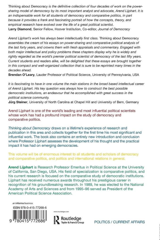 Weitere Ansicht: Thinking about Democracy | Arend Lijphart