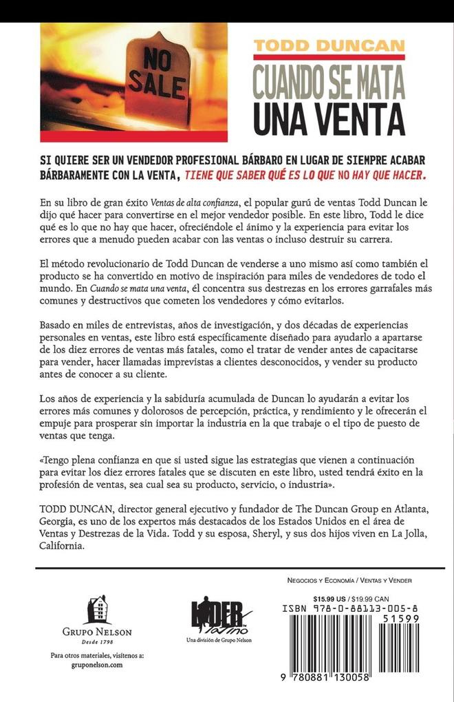 Weitere Ansicht: Cuando Se Mata Una Venta | Todd Duncan