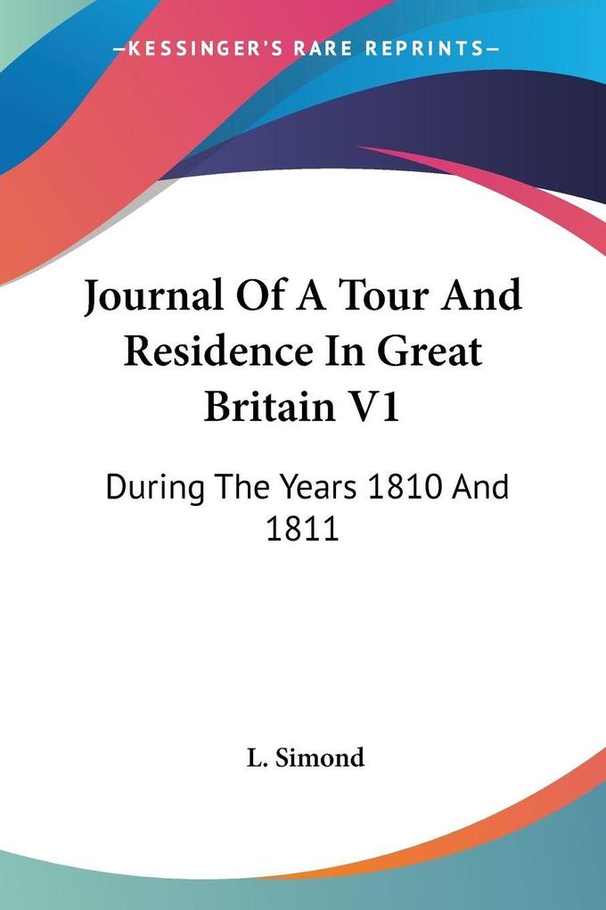 Produktbild: Journal Of A Tour And Residence In Great Britain V1 | L. Simond