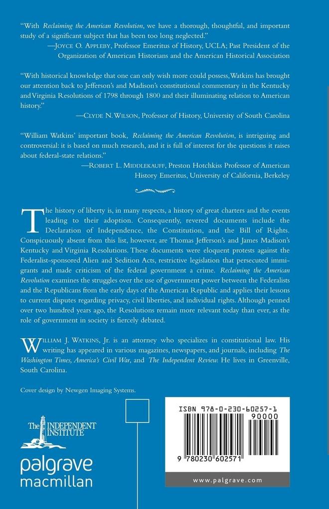 Weitere Ansicht: Reclaiming the American Revolution | W. Watkins