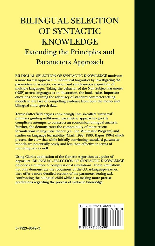 Weitere Ansicht: Bilingual Selection of Syntactic Knowledge | Teresa Satterfield