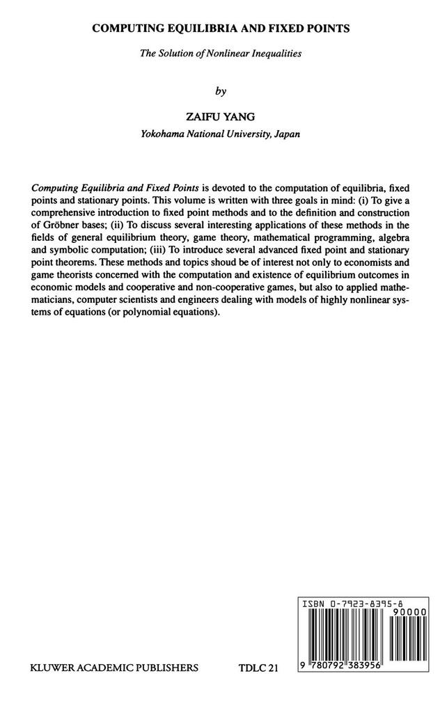 Weitere Ansicht: Computing Equilibria and Fixed Points | Zaifu Yang