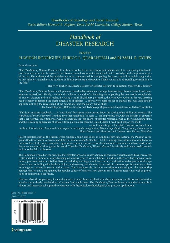Weitere Ansicht: Handbook of Disaster Research