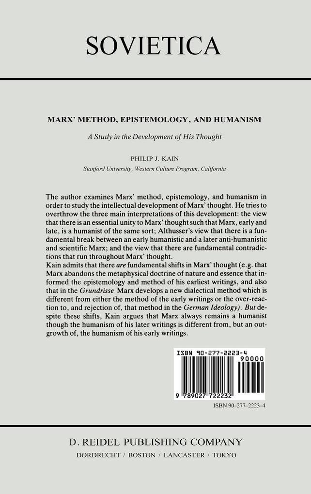Weitere Ansicht: Marx' Method, Epistemology, and Humanism | P. J. Kain