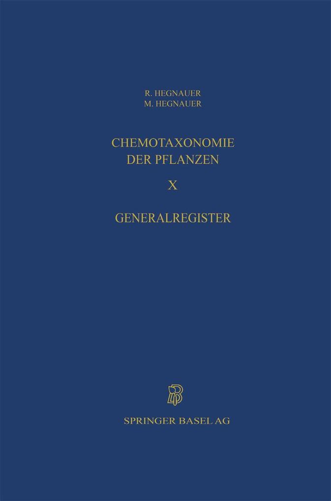 Produktbild: Chemotaxonomie der Pflanzen | R. Hegnauer