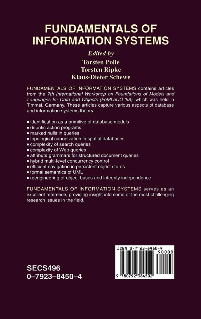 Weitere Ansicht: Fundamentals of Information Systems