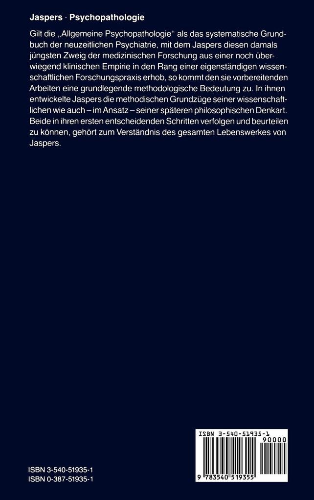 Weitere Ansicht: Gesammelte Schriften zur Psychopathologie | Karl Jaspers