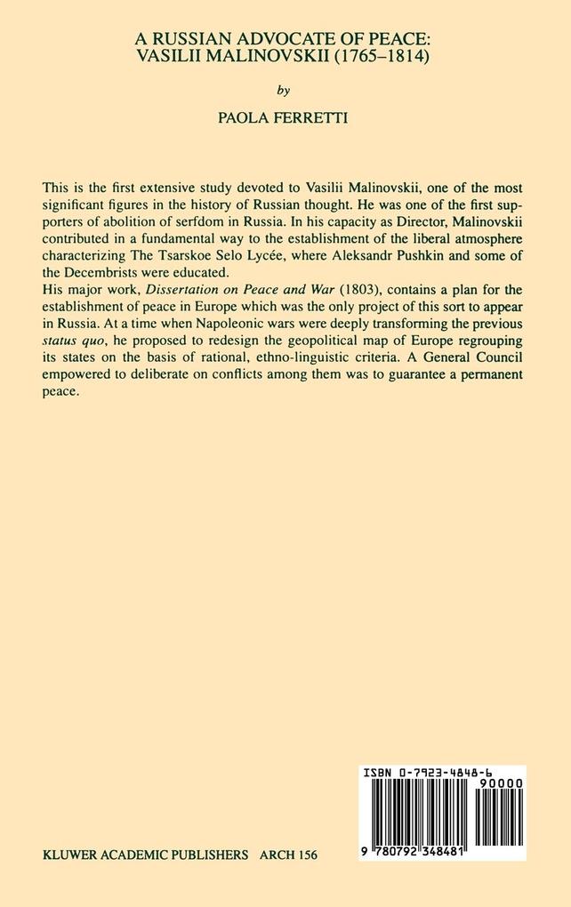 Weitere Ansicht: A Russian Advocate of Peace: Vasilii Malinovskii (1765-1814) | P. Ferretti