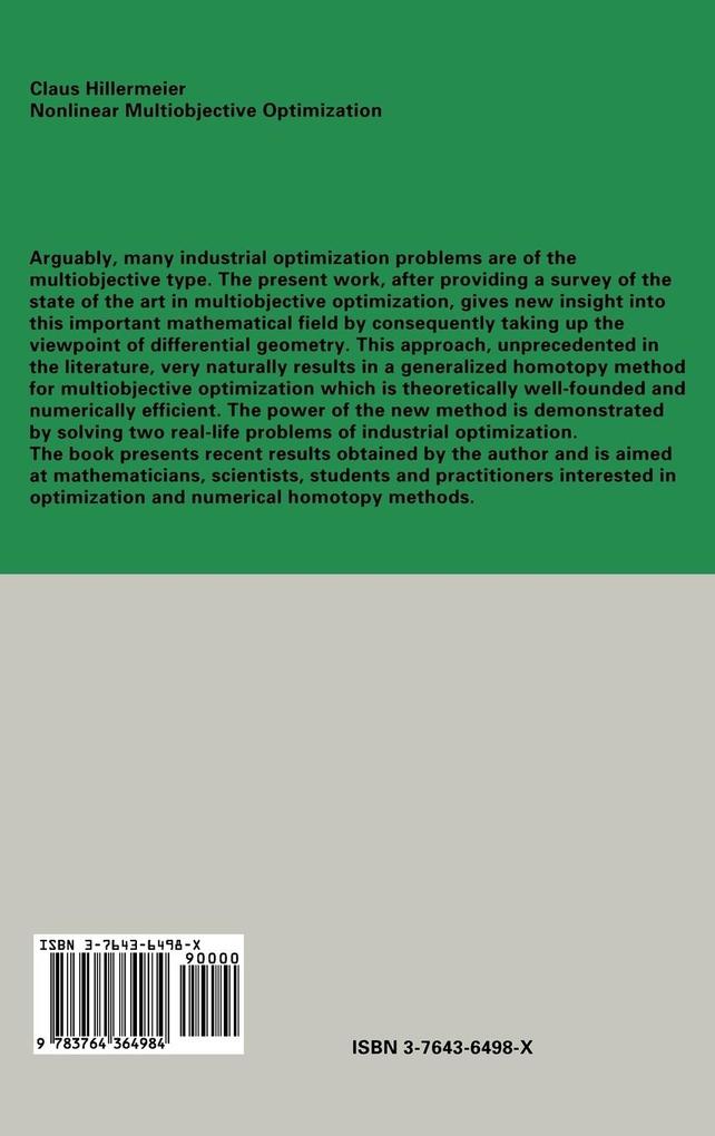 Weitere Ansicht: Nonlinear Multiobjective Optimization | Claus Hillermeier