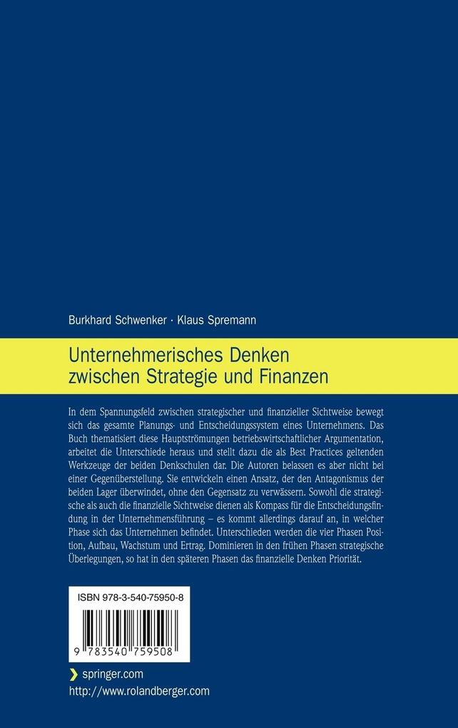 Weitere Ansicht: Unternehmerisches Denken zwischen Strategie und Finanzen | Burkhard Schwenker, Klaus Spremann