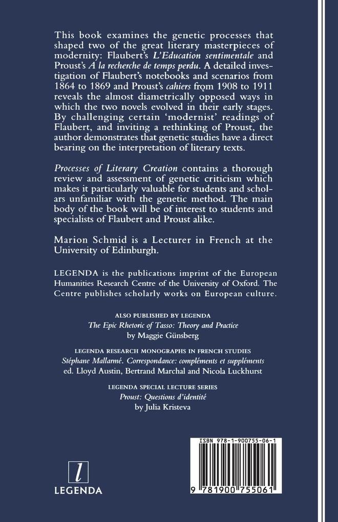 Weitere Ansicht: Processes of Literary Creation | Marion Schmid