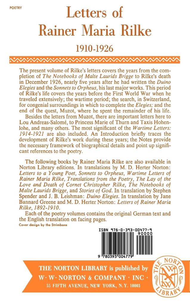 Weitere Ansicht: Letters of Rainer Maria Rilke, 1910-1926 | Rainer Maria Rilke