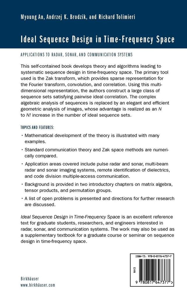 Weitere Ansicht: Ideal Sequence Design in Time-Frequency Space | Myoung An, Andrzej K. Brodzik, Richard Tolimieri