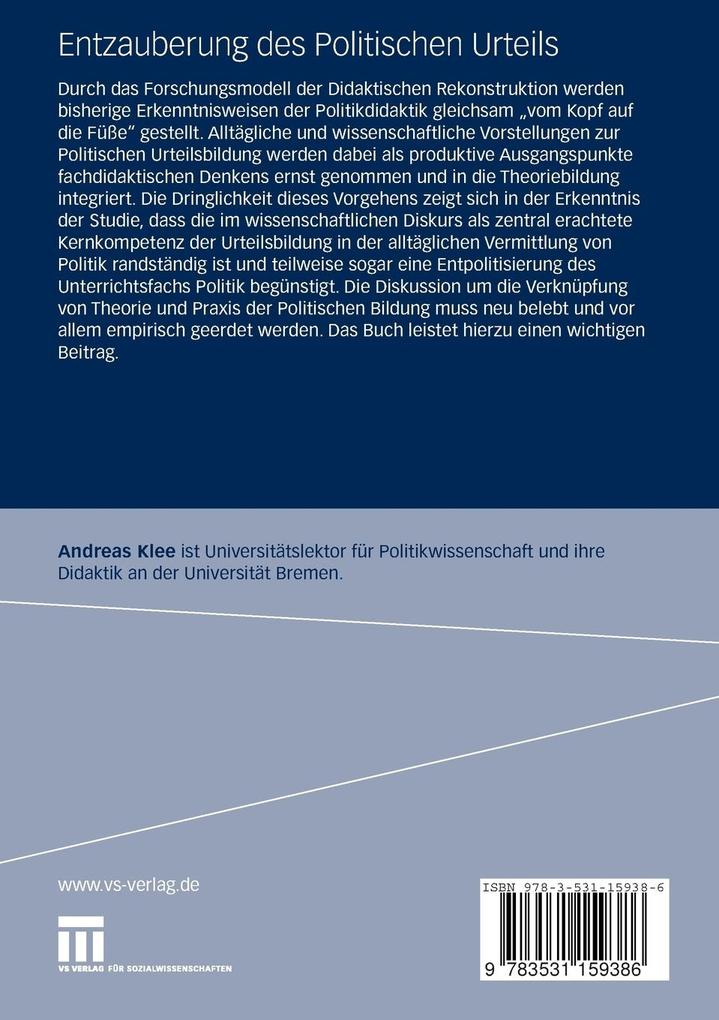 Weitere Ansicht: Entzauberung des Politischen Urteils | Andreas Klee