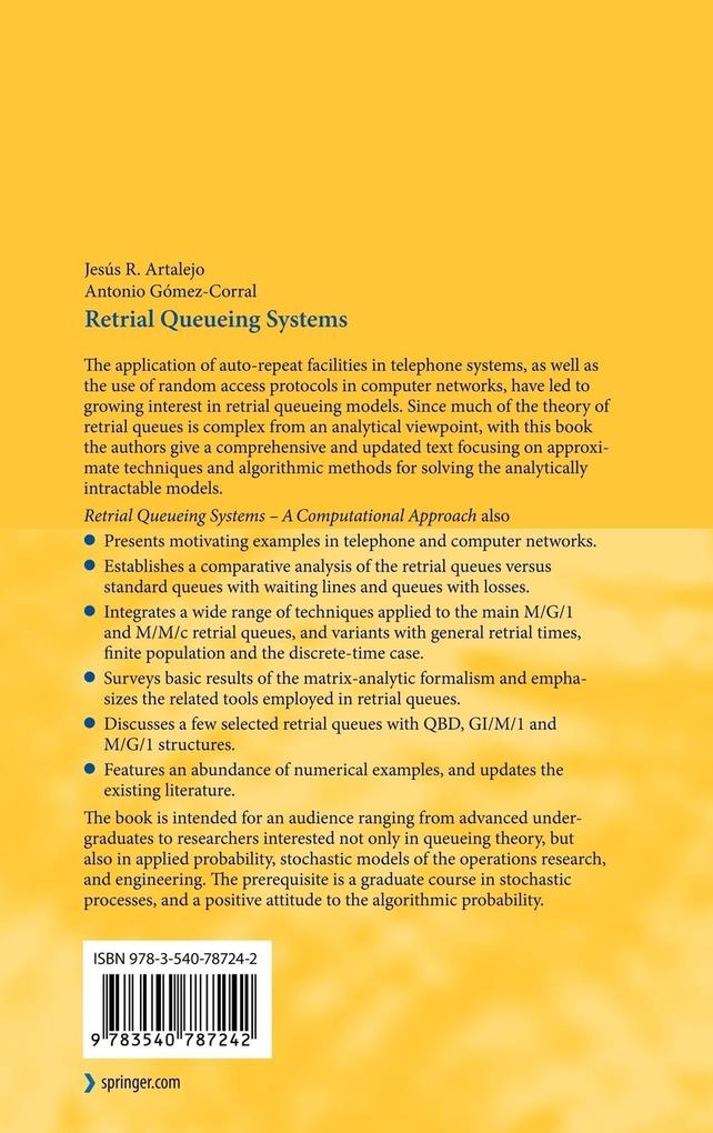 Weitere Ansicht: Retrial Queueing Systems | J. R. Artalejo, Antonio Gómez-Corral