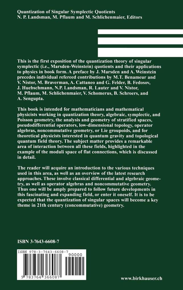 Weitere Ansicht: Quantization of Singular Symplectic Quotients