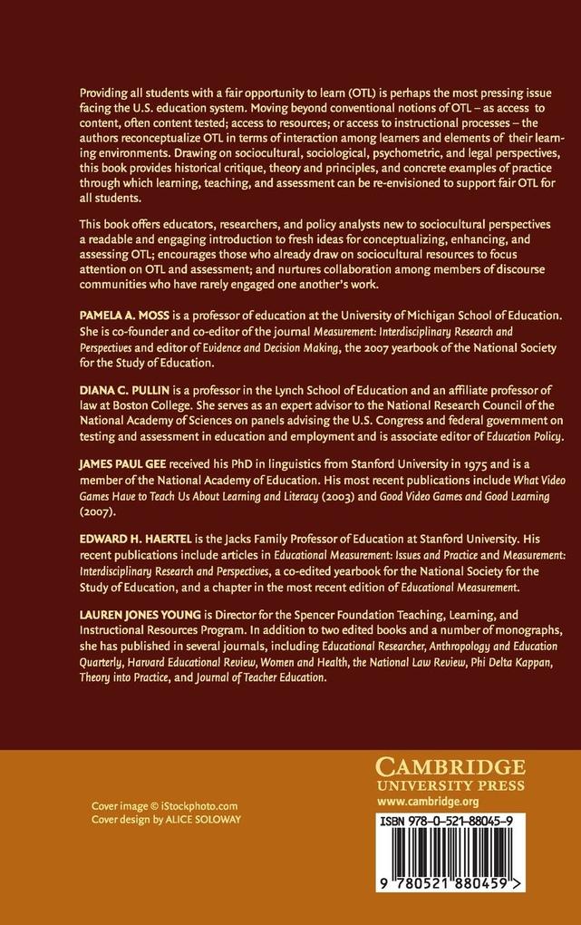 Weitere Ansicht: Assessment, Equity, and Opportunity to Learn | Pamela. A. Moss