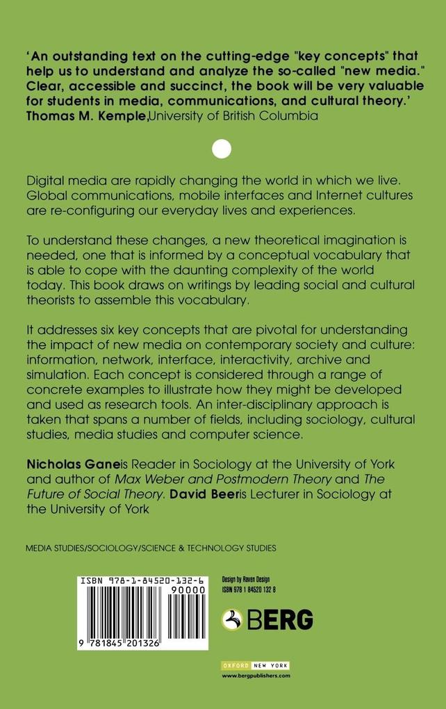 Weitere Ansicht: New Media | Nicholas Gane, David Beer