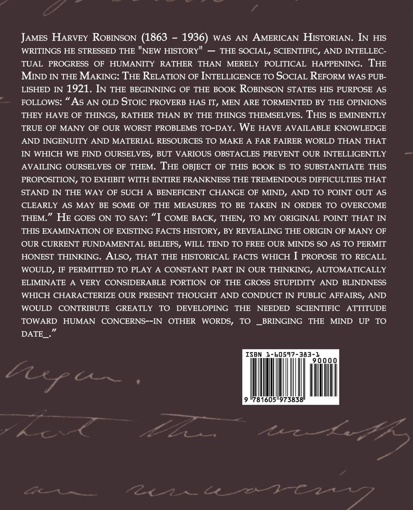 Weitere Ansicht: The Mind in the Making - The Relation of Intelligence to Social Reform | James Harvey Robinson