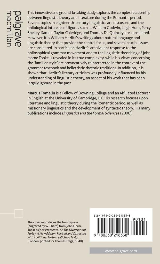 Weitere Ansicht: Romanticism and Linguistic Theory | M. Tomalin