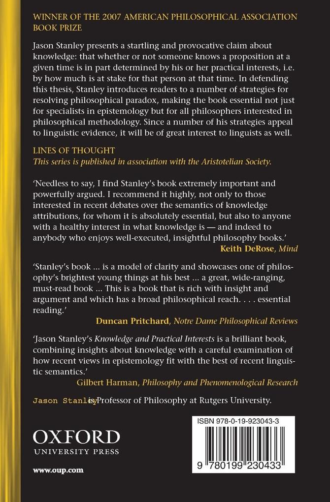 Weitere Ansicht: Knowledge and Practical Interests | Jason Stanley