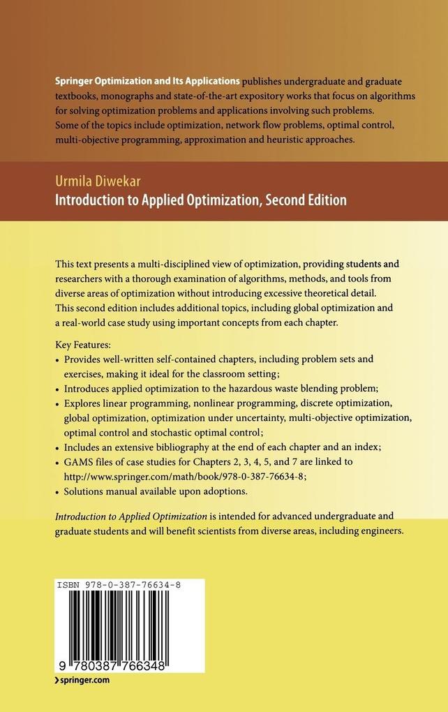 Weitere Ansicht: Introduction to Applied Optimization | Urmila Diwekar