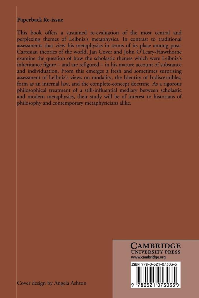 Weitere Ansicht: Substance and Individuation in Leibniz | J. A. Cover, John O'Leary-Hawthorne
