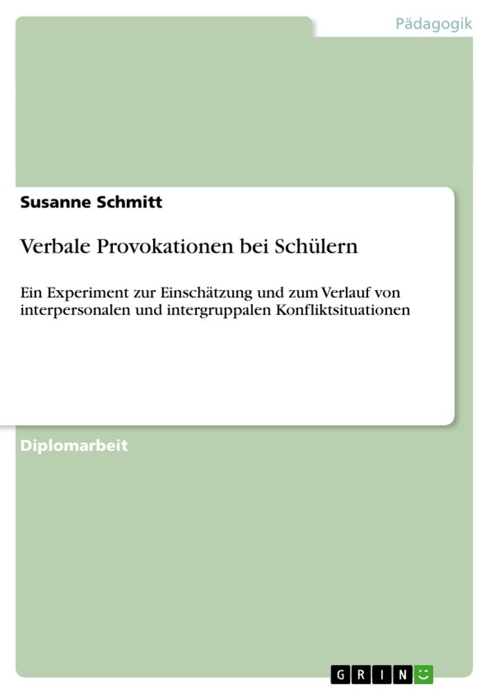 Produktbild: Verbale Provokationen bei Schülern | Susanne Schmitt