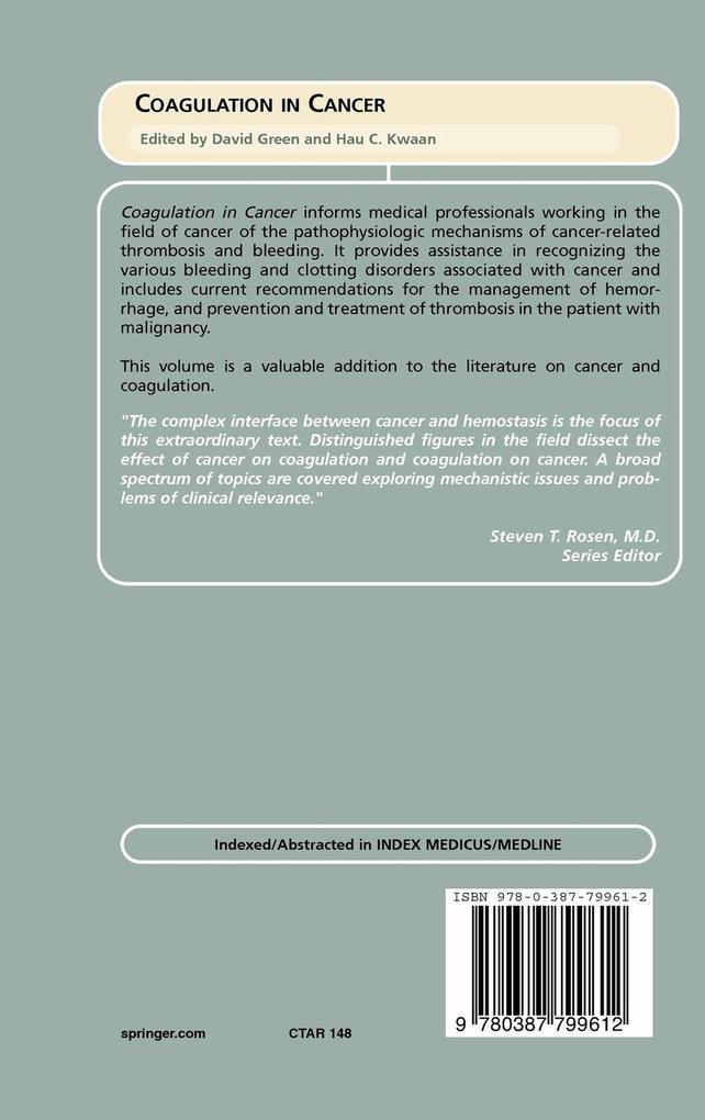 Weitere Ansicht: Coagulation in Cancer